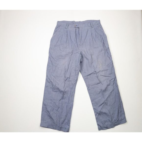90'S Vintage Striped Two-pleat Wide Leg Slacks, Men's Size 35 unclear gray type Vintage Second Hand